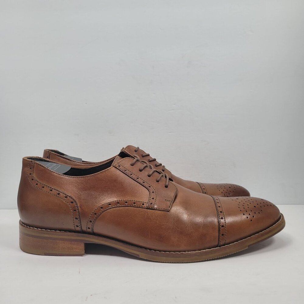 J&M Est 1850 Men’s Brown Leather Wing Tip Dress Shoes 20-1896 US Size 13